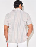 Chemise manches courtes en lin à rayures