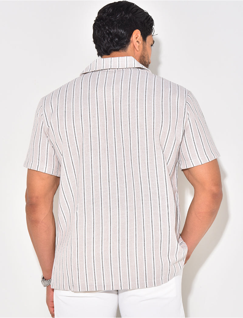 Chemise manches courtes en lin à rayures