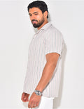 Chemise manches courtes en lin à rayures