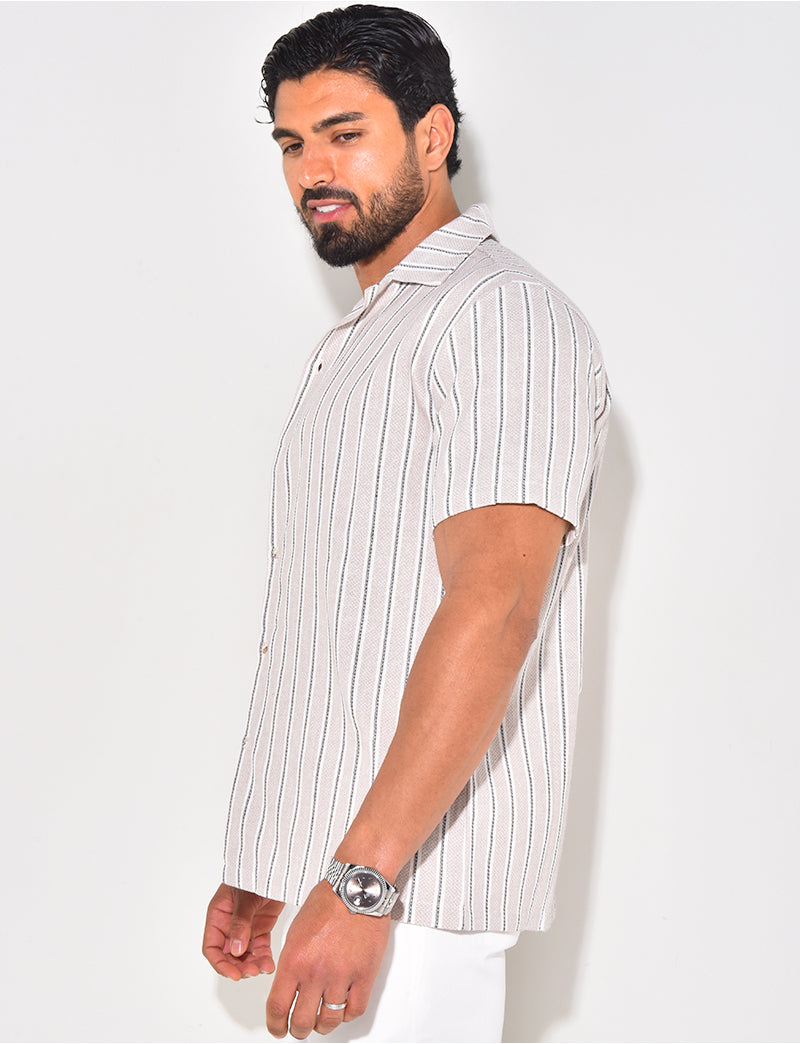 Chemise manches courtes en lin à rayures