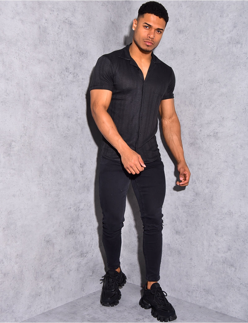 Chemise manches courtes texturée