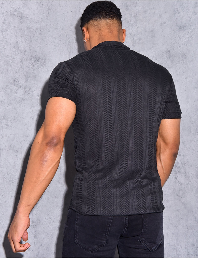 Chemise manches courtes texturée
