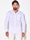 Chemise manches longues en lin à poche