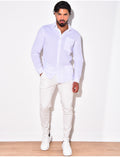 Chemise manches longues en lin à poche