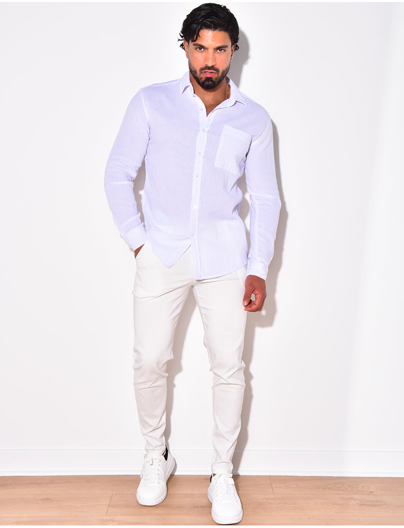 Chemise manches longues en lin à poche
