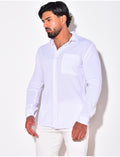 Chemise manches longues en lin à poche