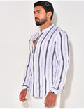 Chemise manches longues et col rond à rayures