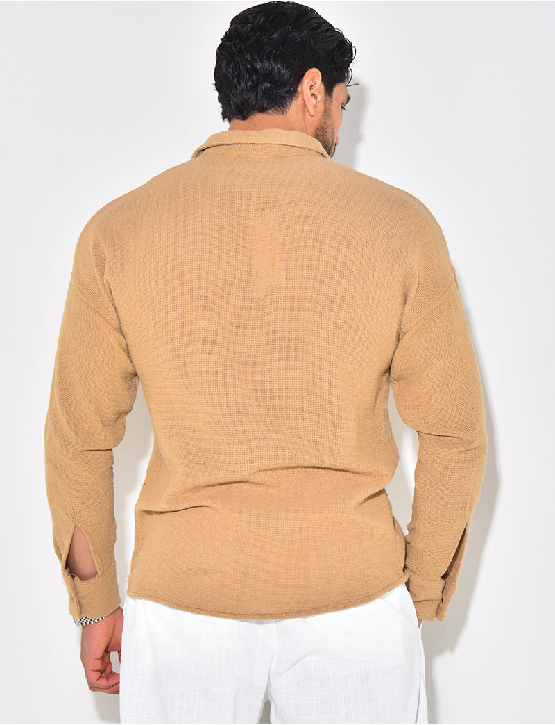 Chemise manches longues nid d'abeille