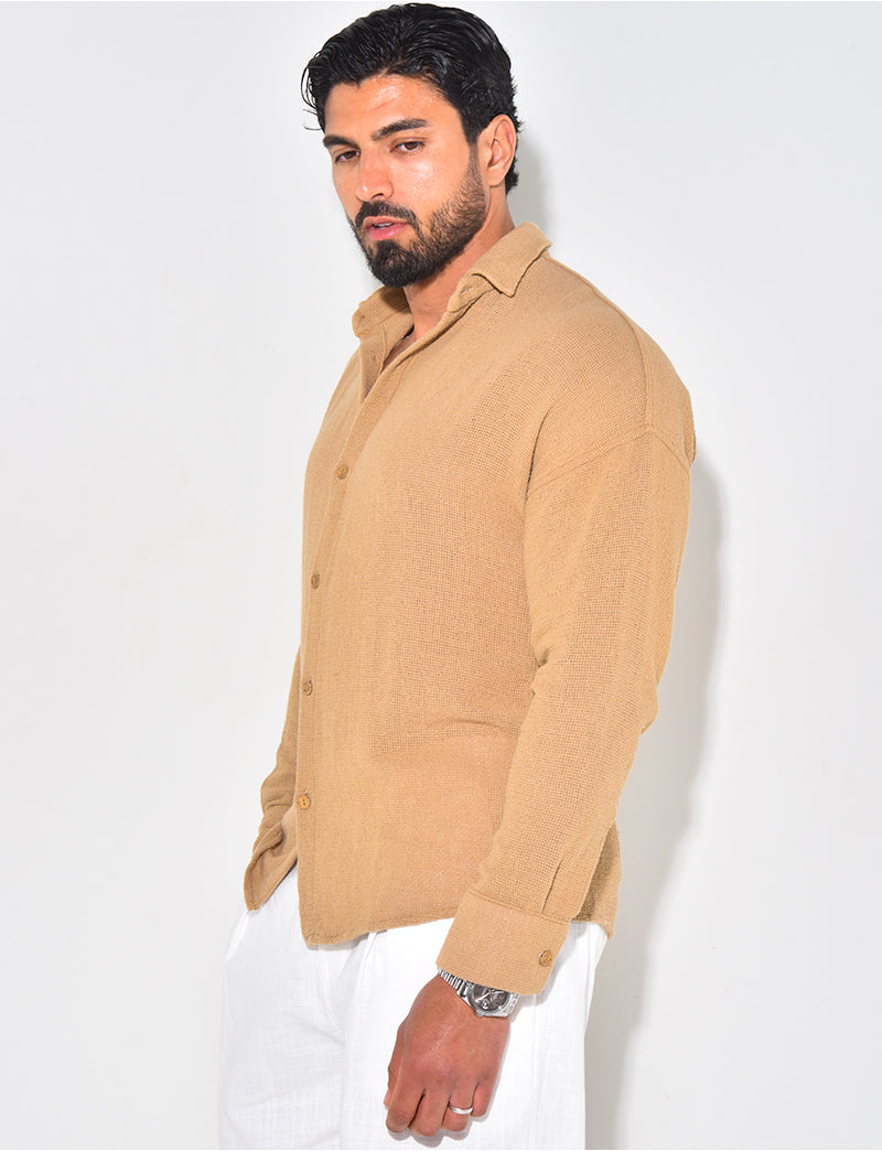 Chemise manches longues nid d'abeille