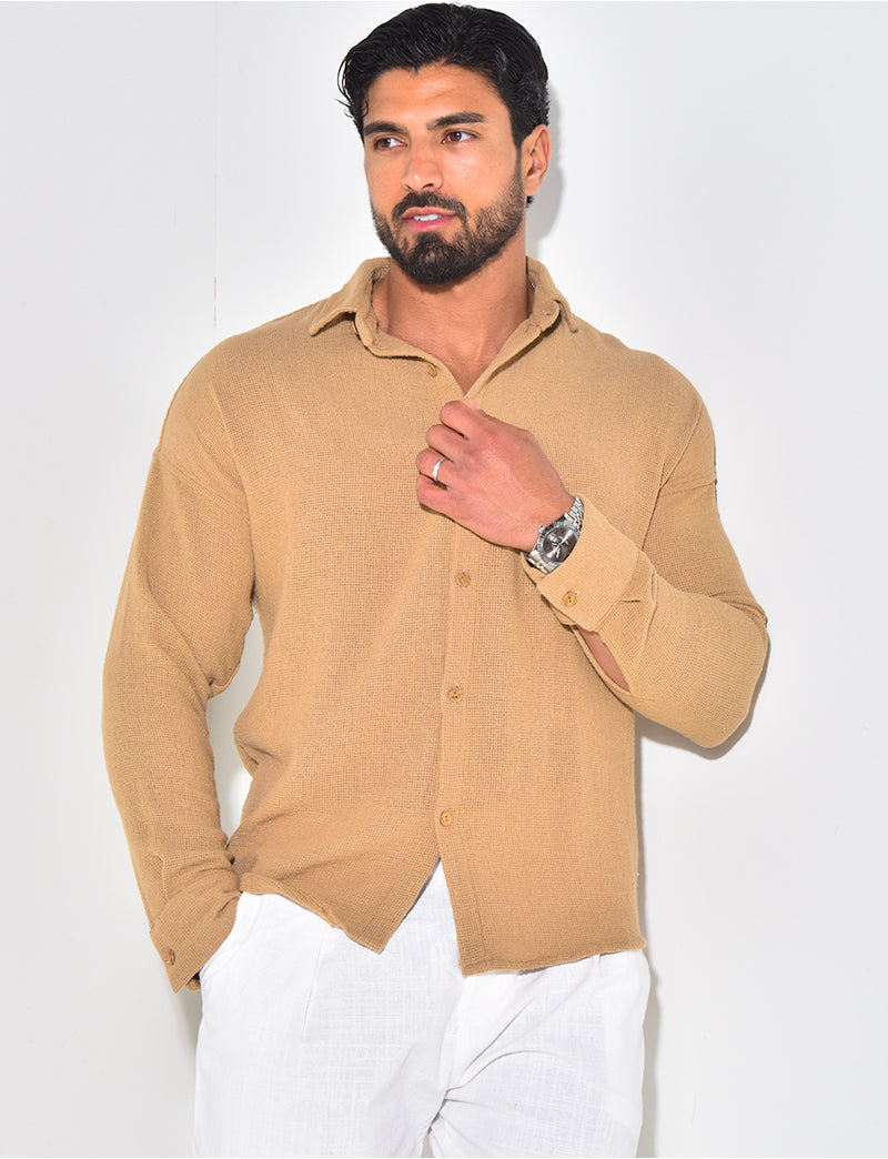 Chemise manches longues nid d'abeille
