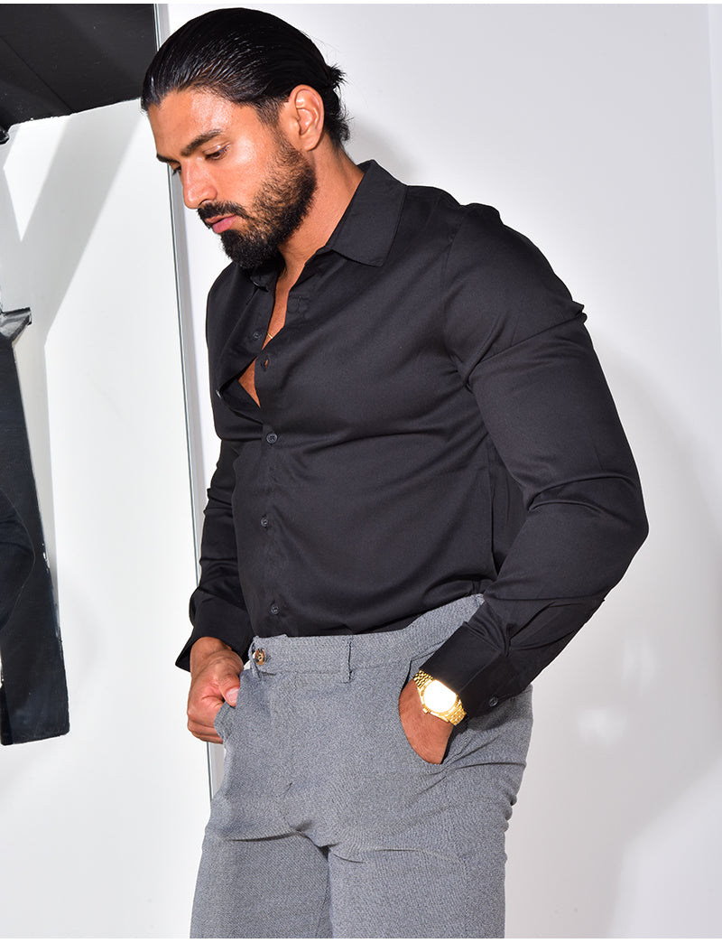 Chemise manches longues satinée