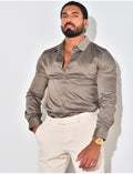 Chemise manches longues satinée