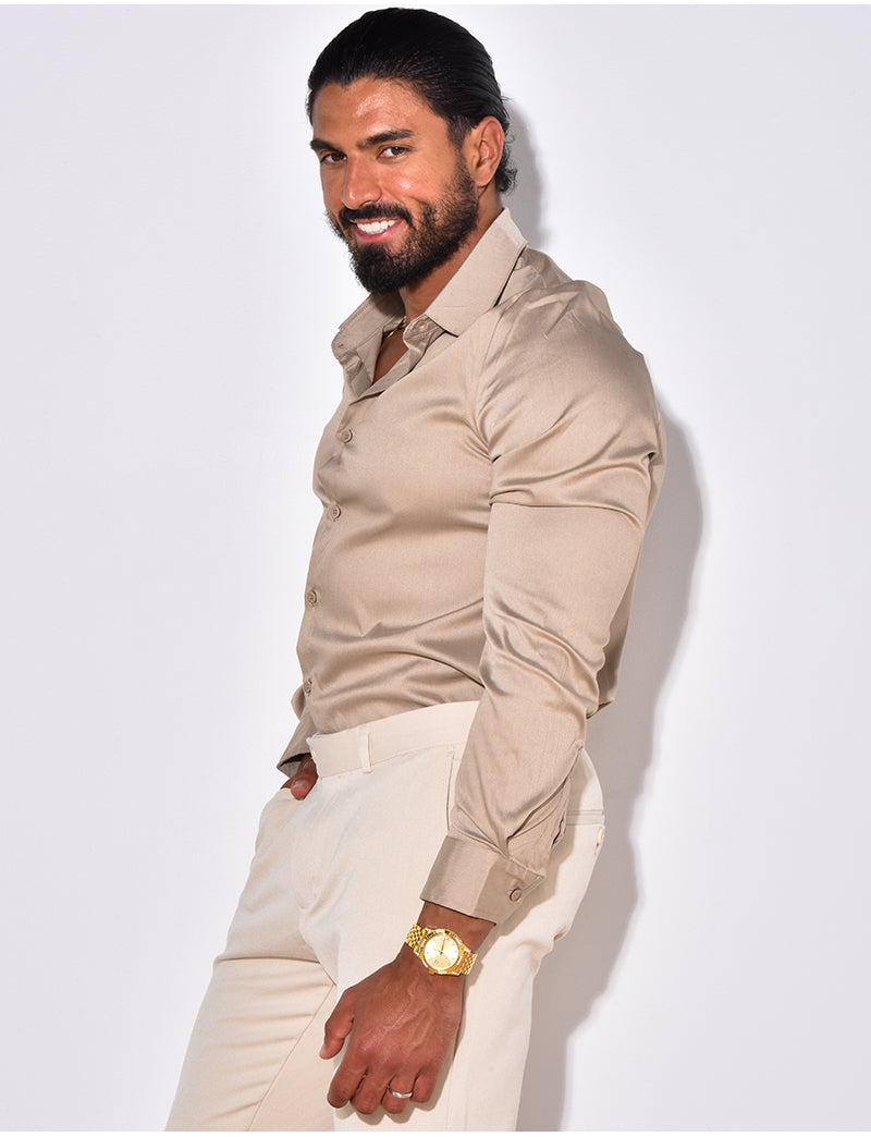 Chemise manches longues satinée