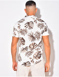 Chemise nid d'abeille à motif feuilles