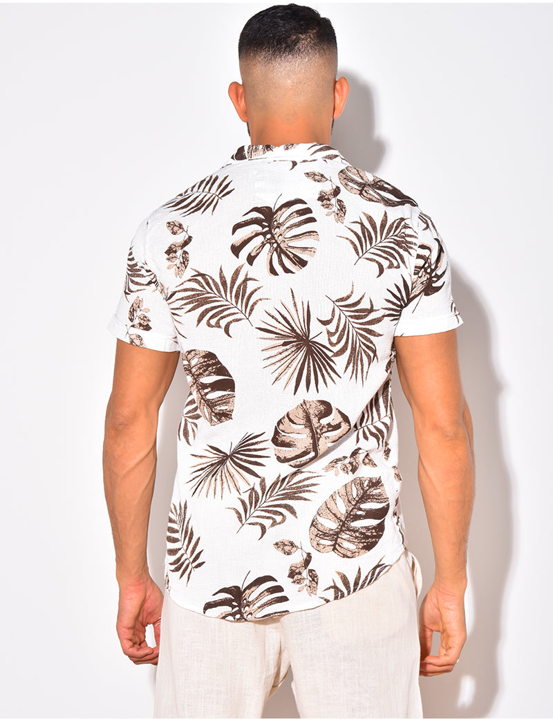 Chemise nid d'abeille à motif feuilles