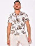Chemise nid d'abeille à motif feuilles