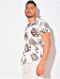 Chemise nid d'abeille à motif feuilles
