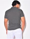 Chemise nid d'abeille à rayures