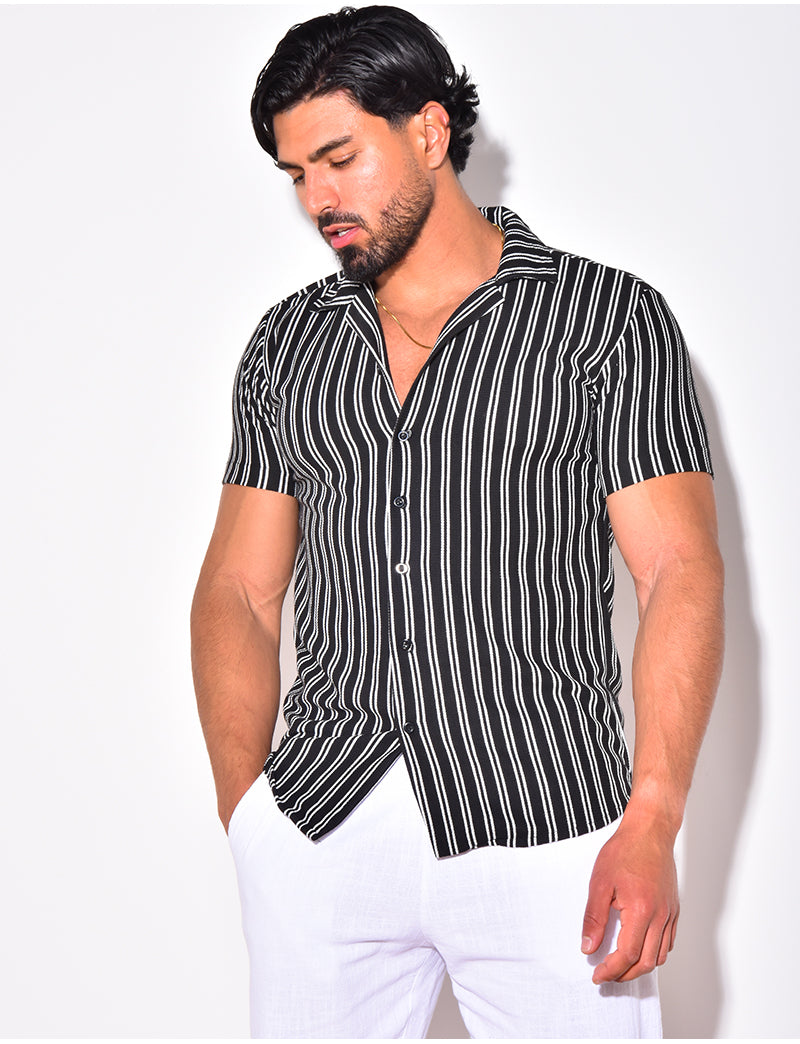 Chemise nid d'abeille à rayures