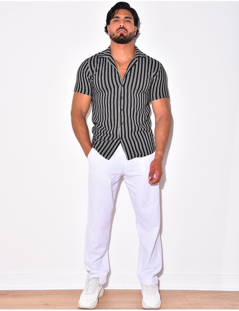 Chemise nid d'abeille à rayures