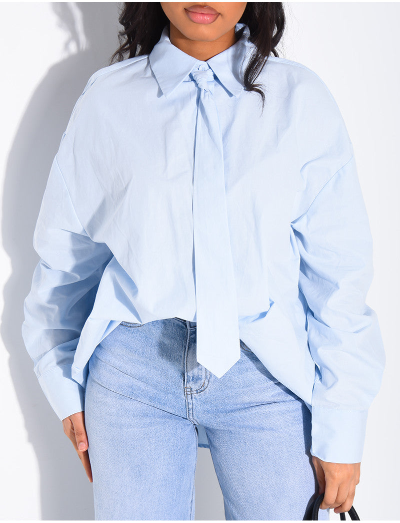 Chemise oversize à cravate assortie