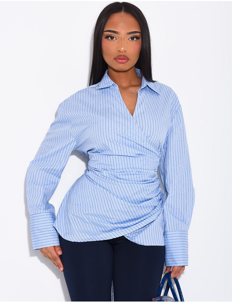 Chemise rayée à boutonnière croisée
