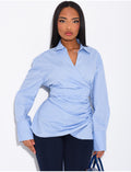 Chemise rayée à boutonnière croisée