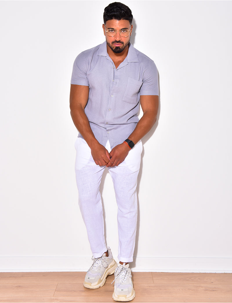 Chemise texturée manches courtes à poches