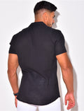 Chemise texturée manches courtes à poches