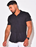 Chemise texturée manches courtes à poches