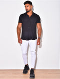 Chemise texturée manches courtes à poches