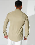 Chemise texturée manches longues à col rond