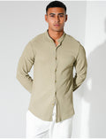 Chemise texturée manches longues à col rond
