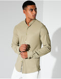 Chemise texturée manches longues à col rond