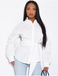 Chemise unie en coton à nouer à la taille