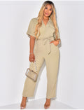 Combi pantalon à poches et ceinture à la taille