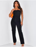 Combinaison bustier en jeans coupe droite