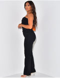 Combinaison bustier en jeans coupe droite
