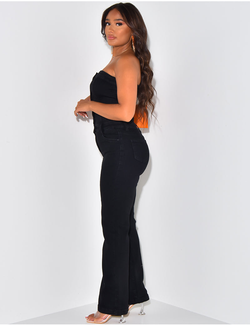 Combinaison bustier en jeans coupe droite