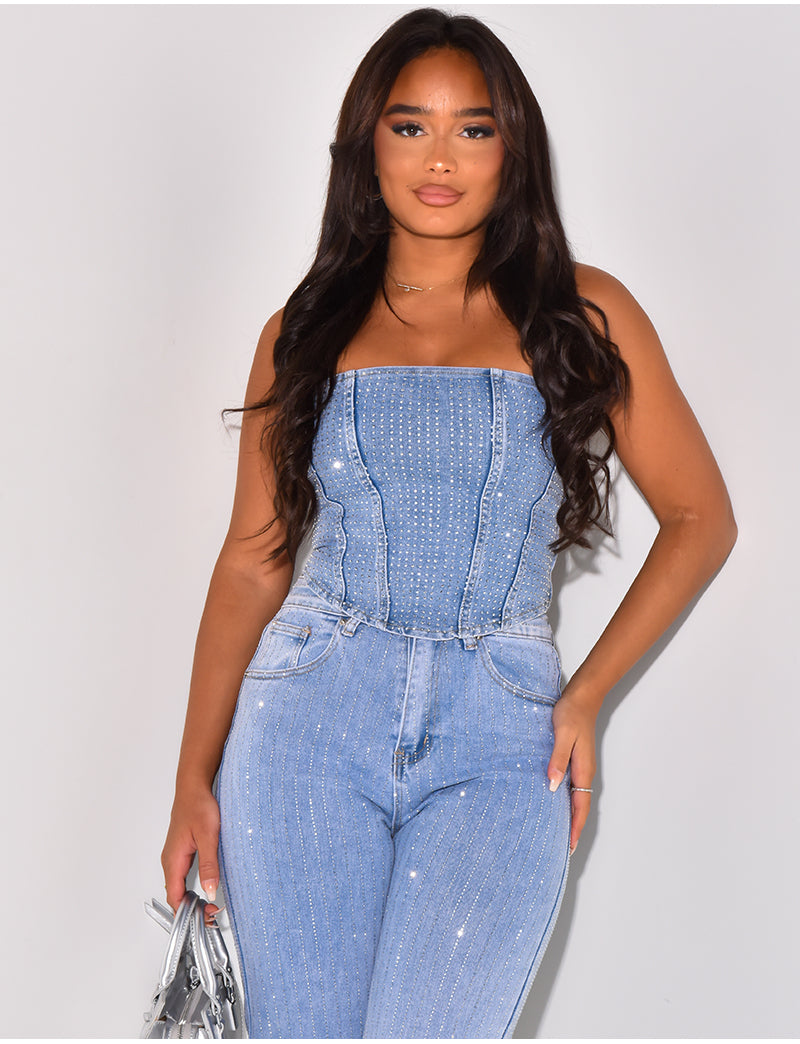 Top bustier à strass