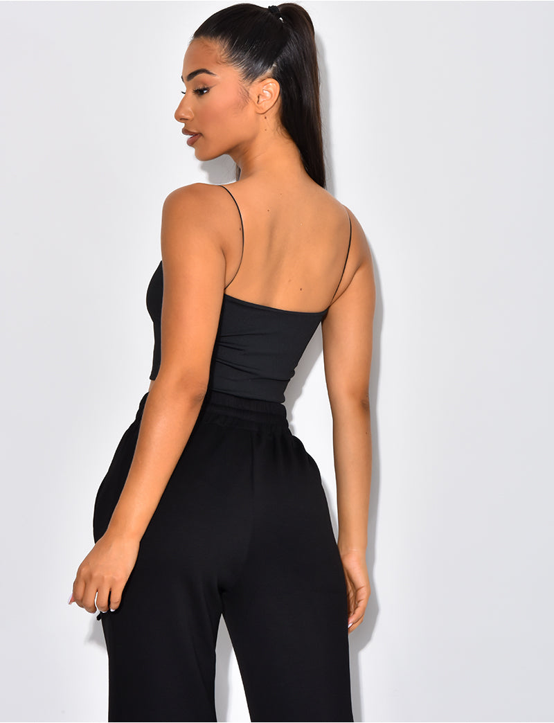 Crop-top bandeau à fines bretelles en élastiques