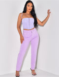 Crop-top bustier en dentelle