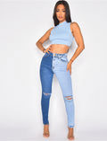 Crop top côtelé dos nu sans manches