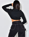 Crop-top décolleté côtelé