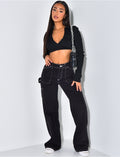 Crop-top décolleté côtelé
