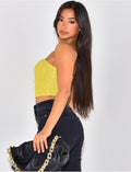 Crop-top effet bustier en relief
