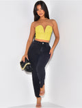 Crop-top effet bustier en relief