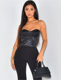 Crop-top effet bustier en satin