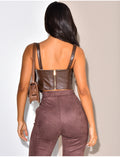 Crop-top bustier en simili