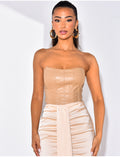 Crop-top effet corset en simili
